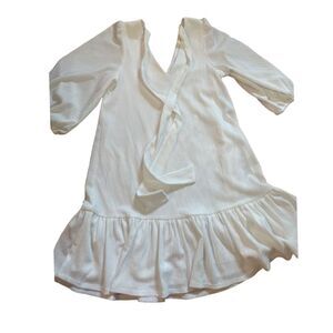 NWT Bleecker 126‎ size 4 white ruffle hem dress with tie neck